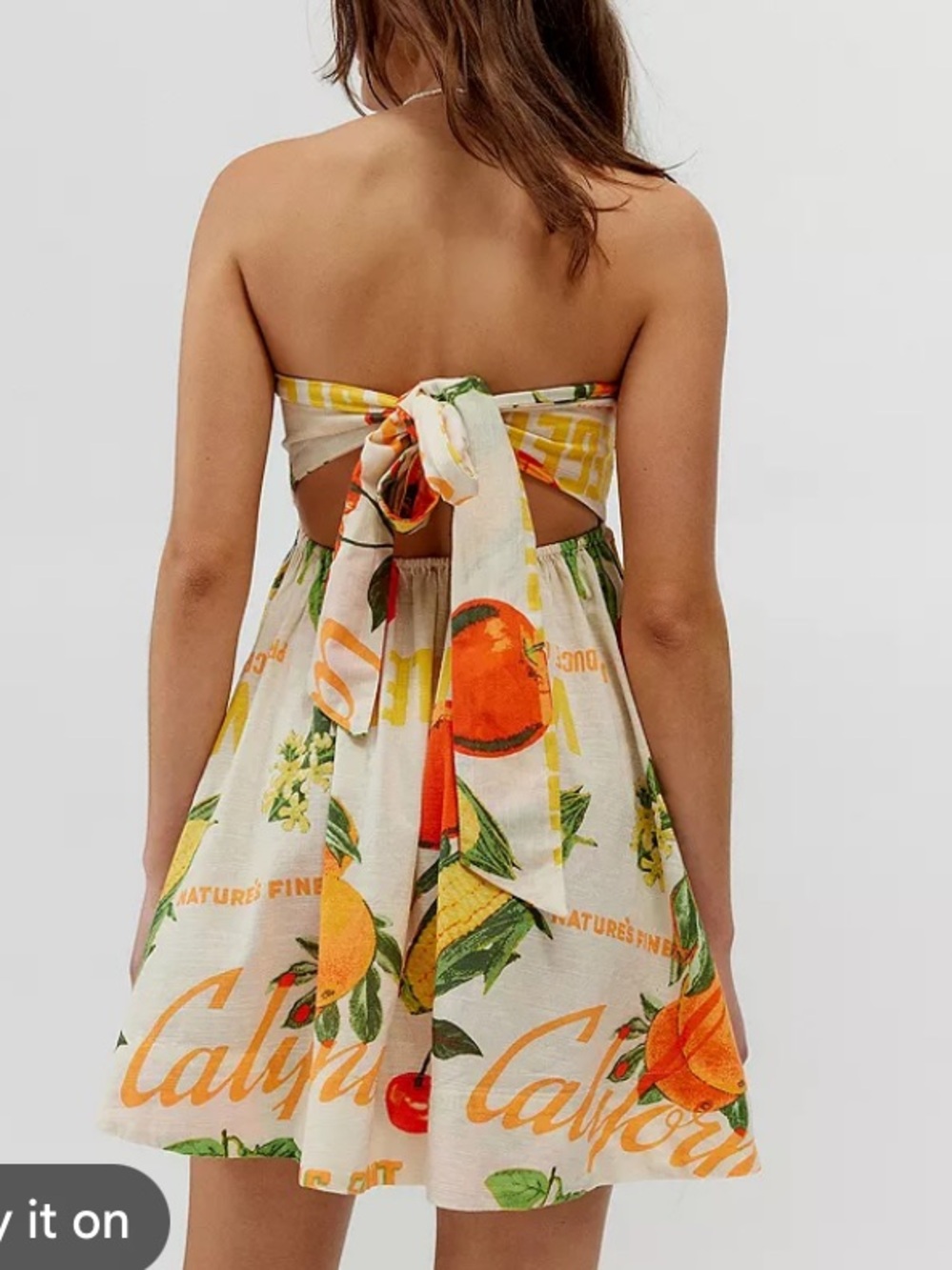 Urban Outfitters Cream Mini Sundress with Fruit Print - Picture 2 of 3